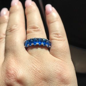 LF Sterling Silver Stone Band Ring